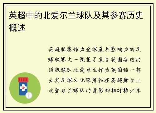 英超中的北爱尔兰球队及其参赛历史概述